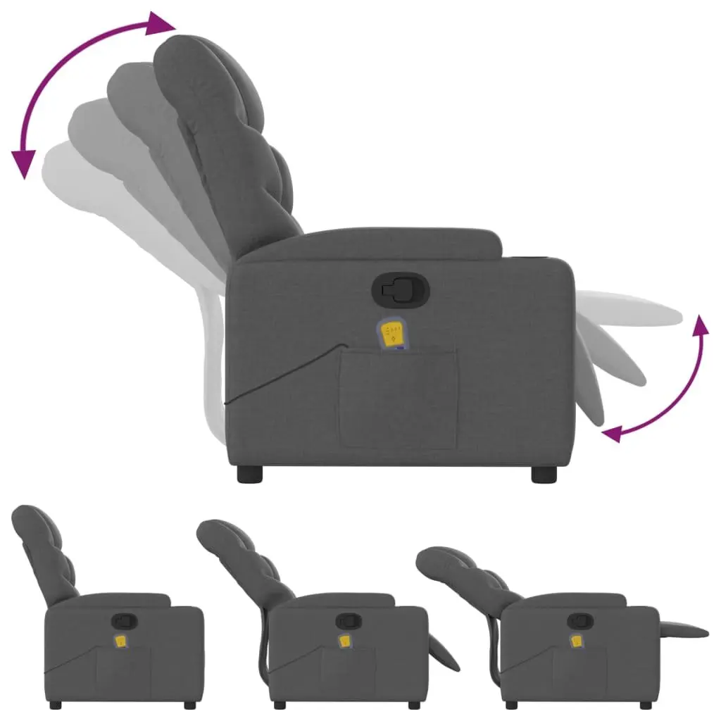 Massage Recliner Chair Grey Fabric Manual Recline Vibration 6 Points Armchair