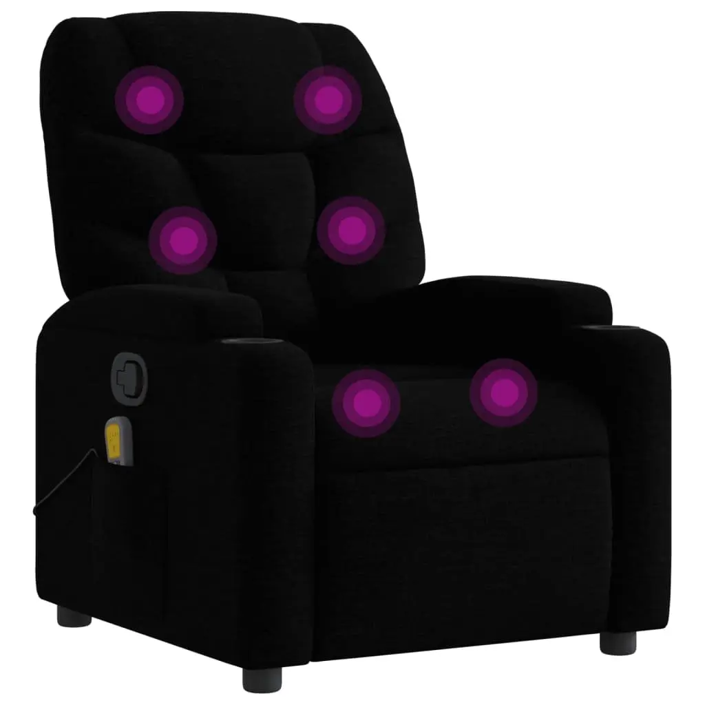 Massage Recliner Chair Black Fabric Manual Recline Vibration Armchair Lounge