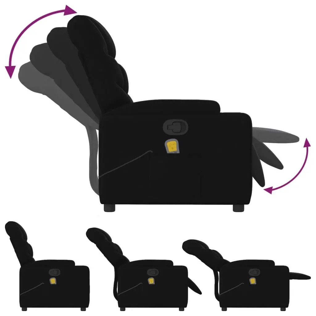 Massage Recliner Chair Black Fabric Manual Recline Vibration Armchair Lounge