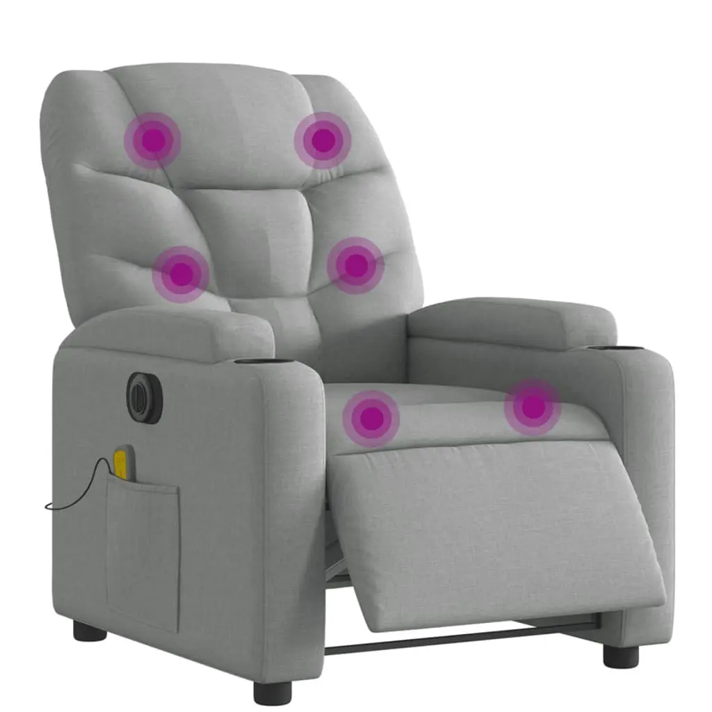 Electric Massage Recliner Chair Grey Fabric 135 Degrees 6 Massage Points