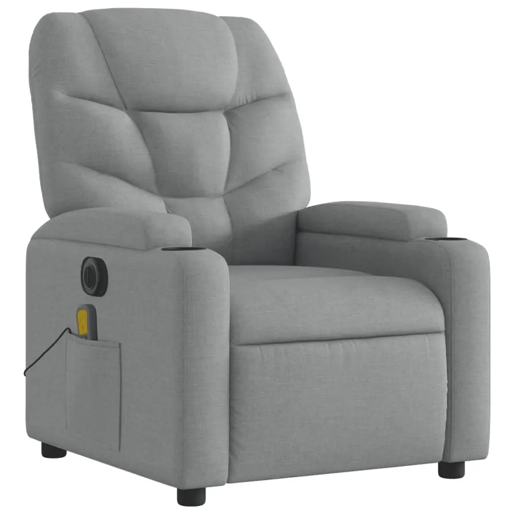 Electric Massage Recliner Chair Grey Fabric 135 Degrees 6 Massage Points