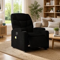 Electric Massage Recliner Chair Black Fabric Armchair Lounge Seat