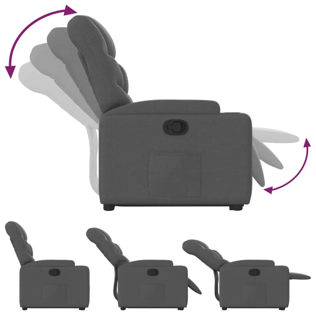 Stand Up Recliner Chair Power Lift Electric Motor Grey Fabric