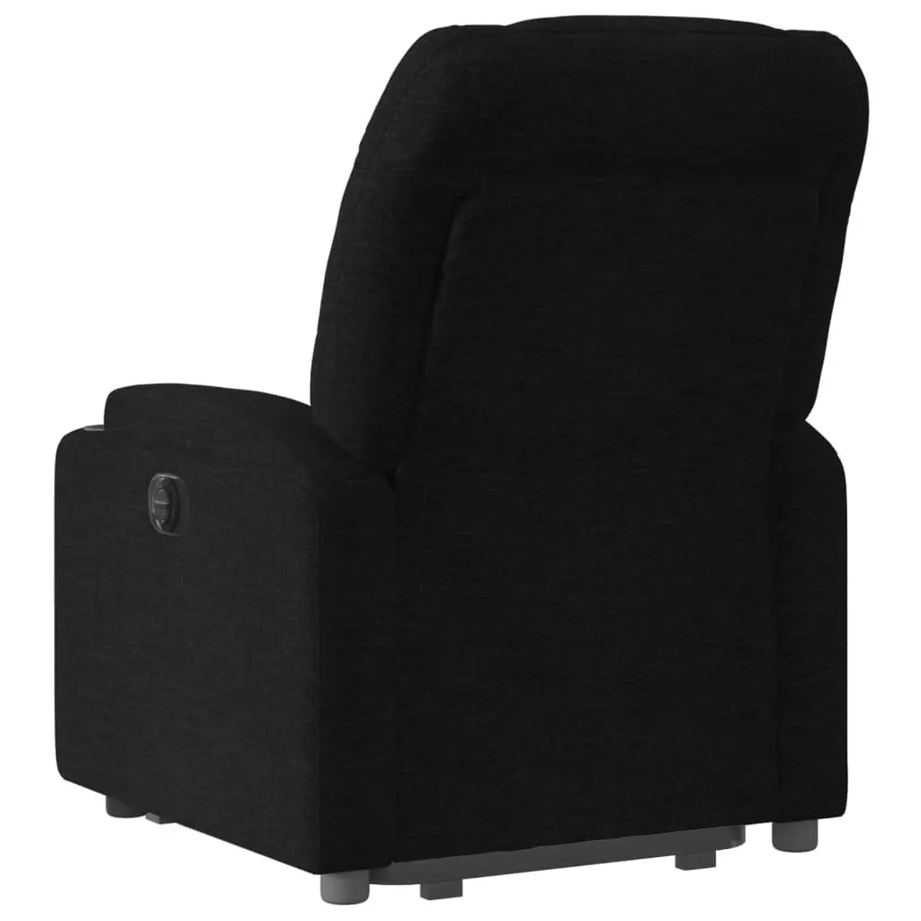Stand Up Recliner Chair Electric Power Lift Black Fabric 135 Degree Manual Recline