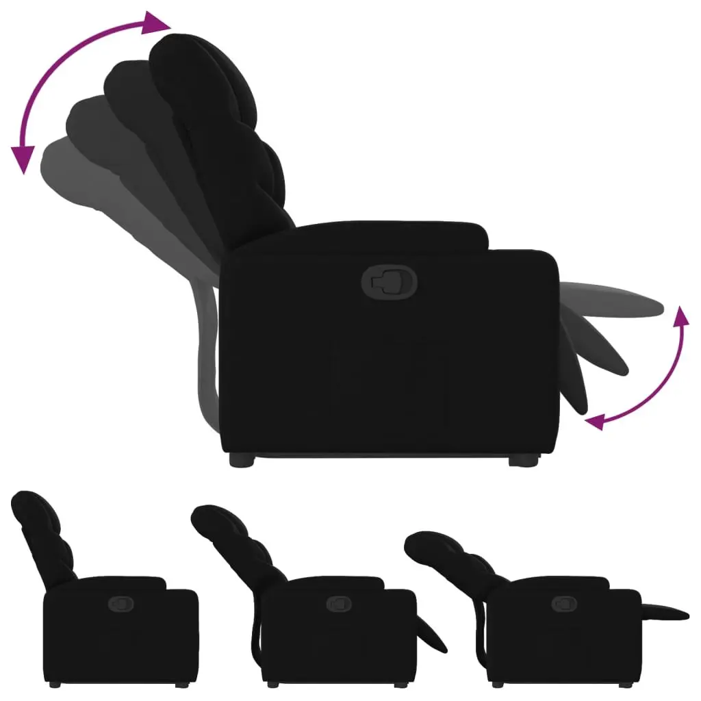 Stand Up Recliner Chair Electric Power Lift Black Fabric 135 Degree Manual Recline