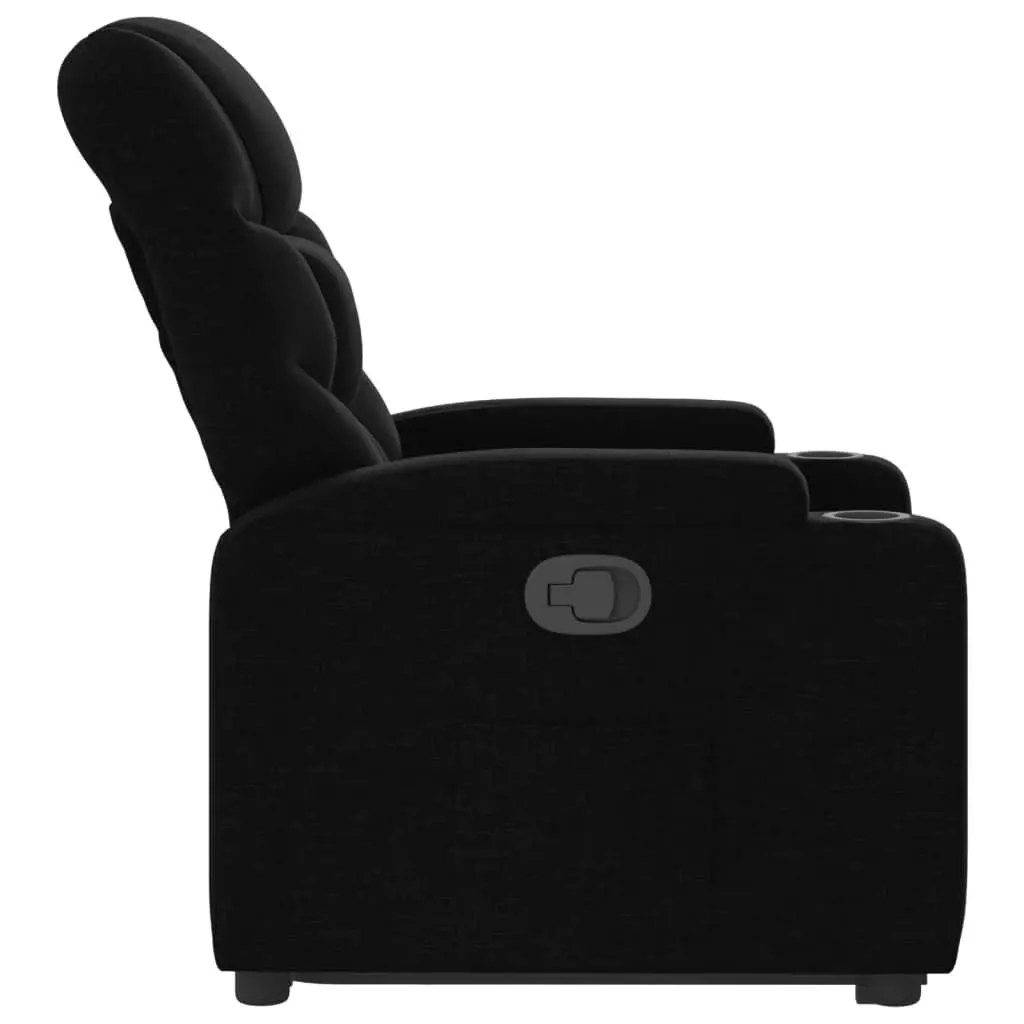 Stand Up Recliner Chair Electric Power Lift Black Fabric 135 Degree Manual Recline
