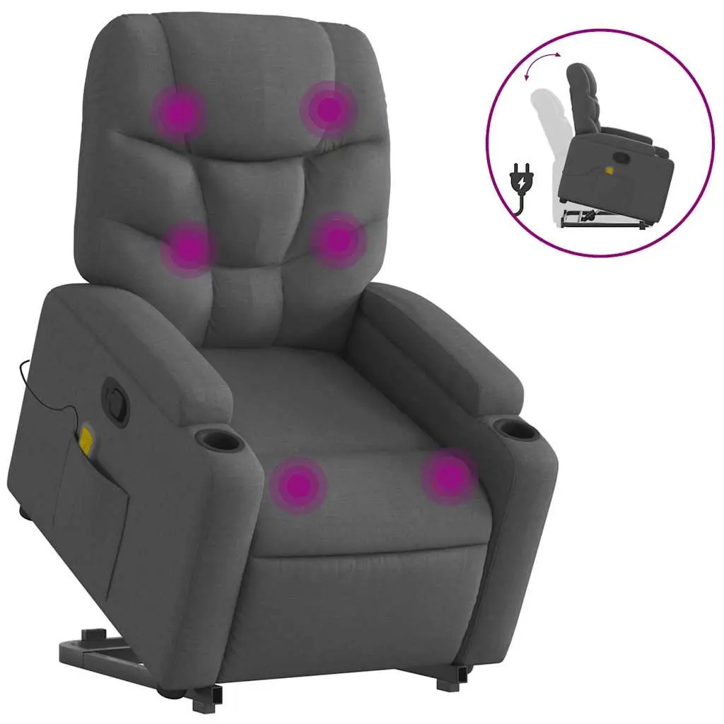 Grey Fabric Massage Recliner Chair