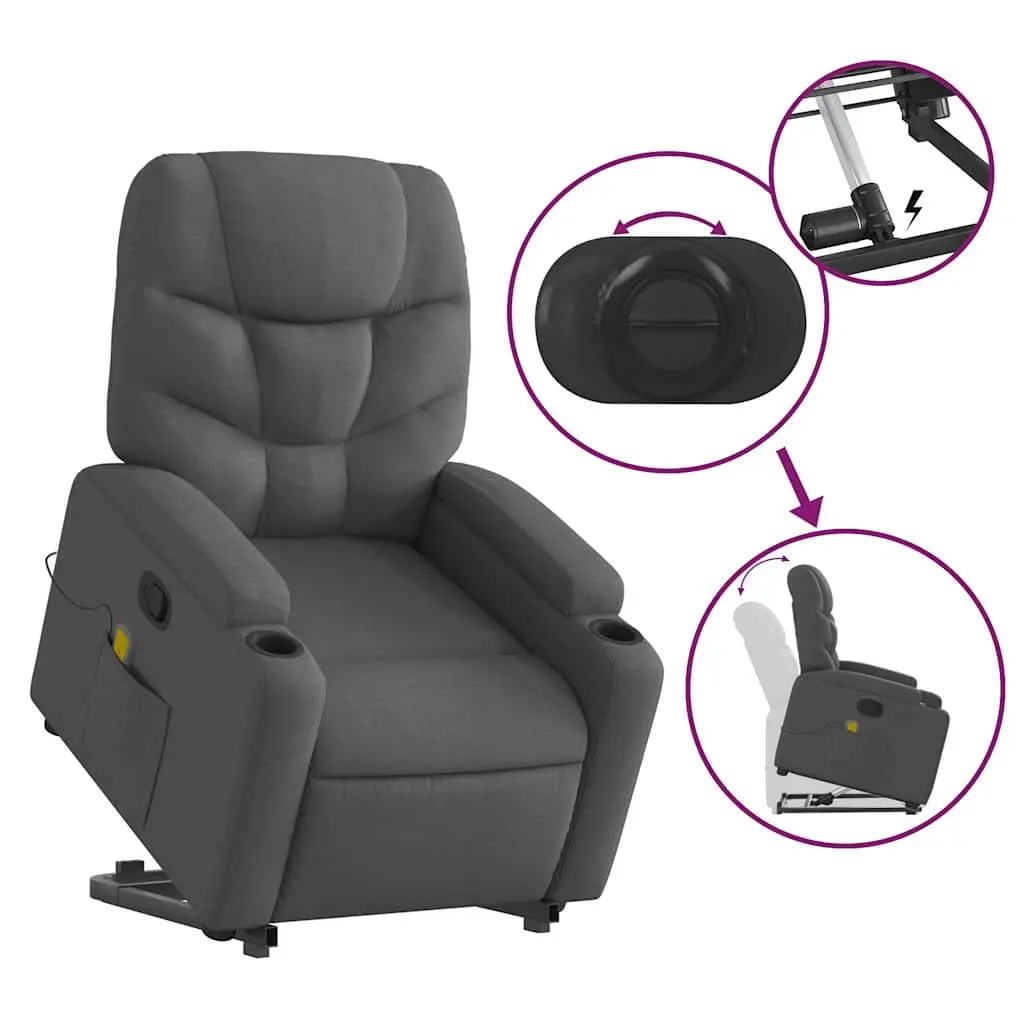 Grey Fabric Massage Recliner Chair