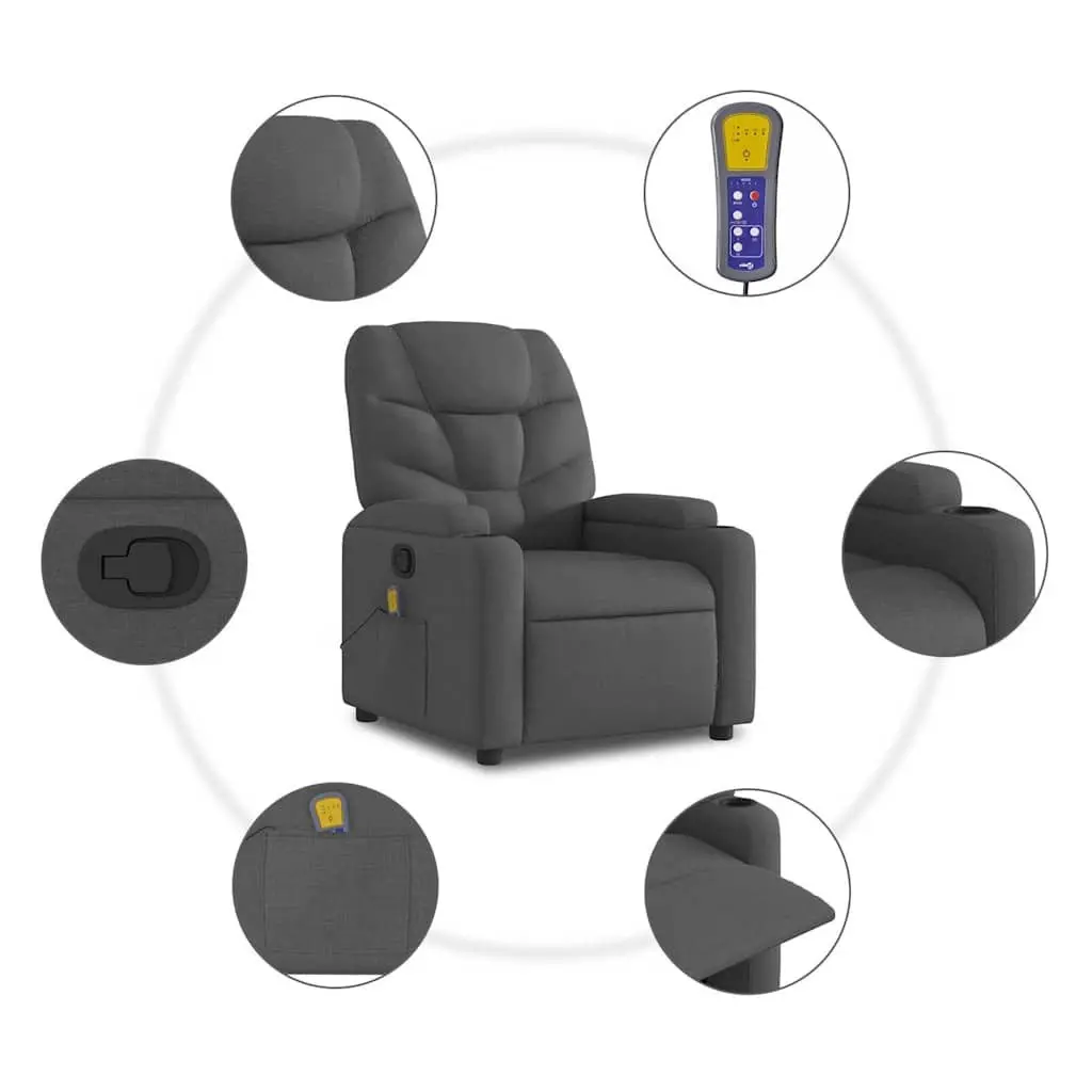 Grey Fabric Massage Recliner Chair