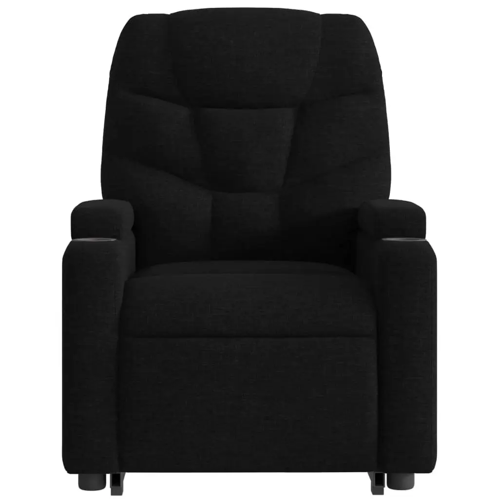 Electric Recliner Chair with Power Lift Function Black Fabric for Easy Mobility and Relaxation