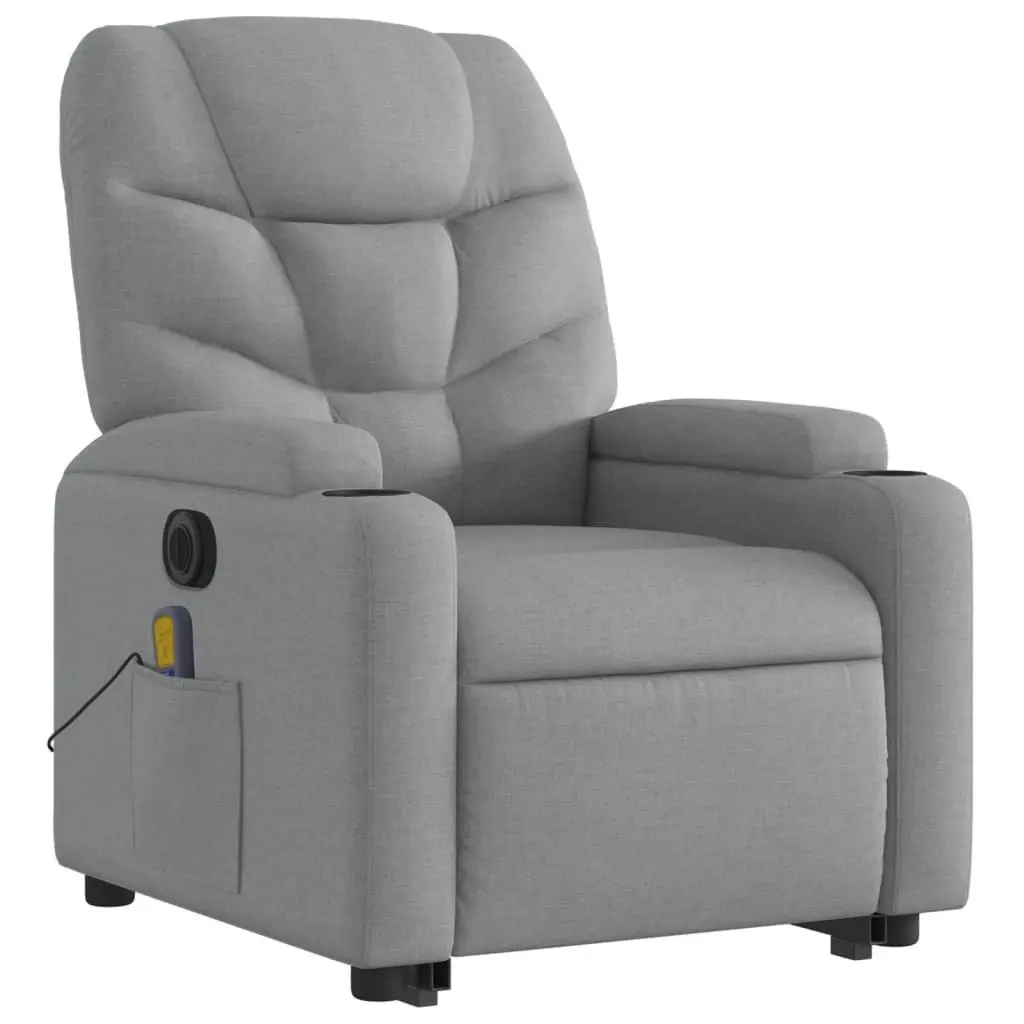 Electric Massage Chair Power Lift Recliner Grey Fabric 135 Degrees