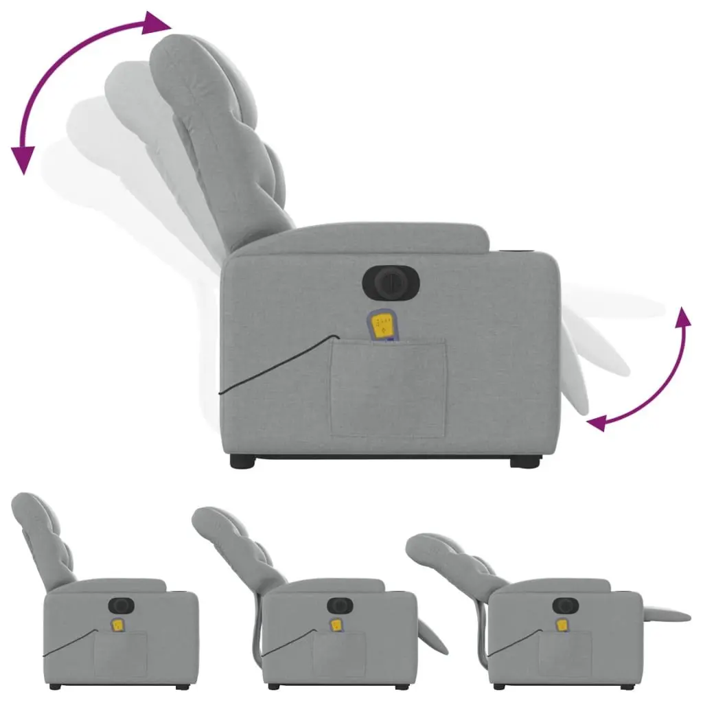 Electric Massage Chair Power Lift Recliner Grey Fabric 135 Degrees