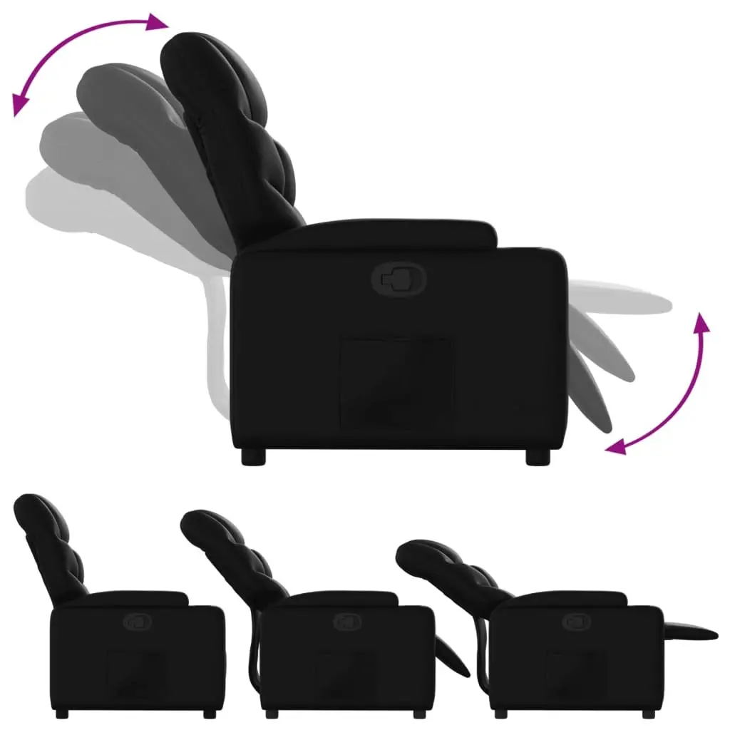 Recliner Chair Manual Reclining Adjustable Footrest Cup Holders Side Pocket Black