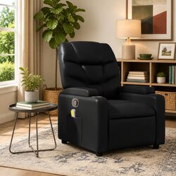Your New Favorite Spot: Black Faux Leather Massage Recliner