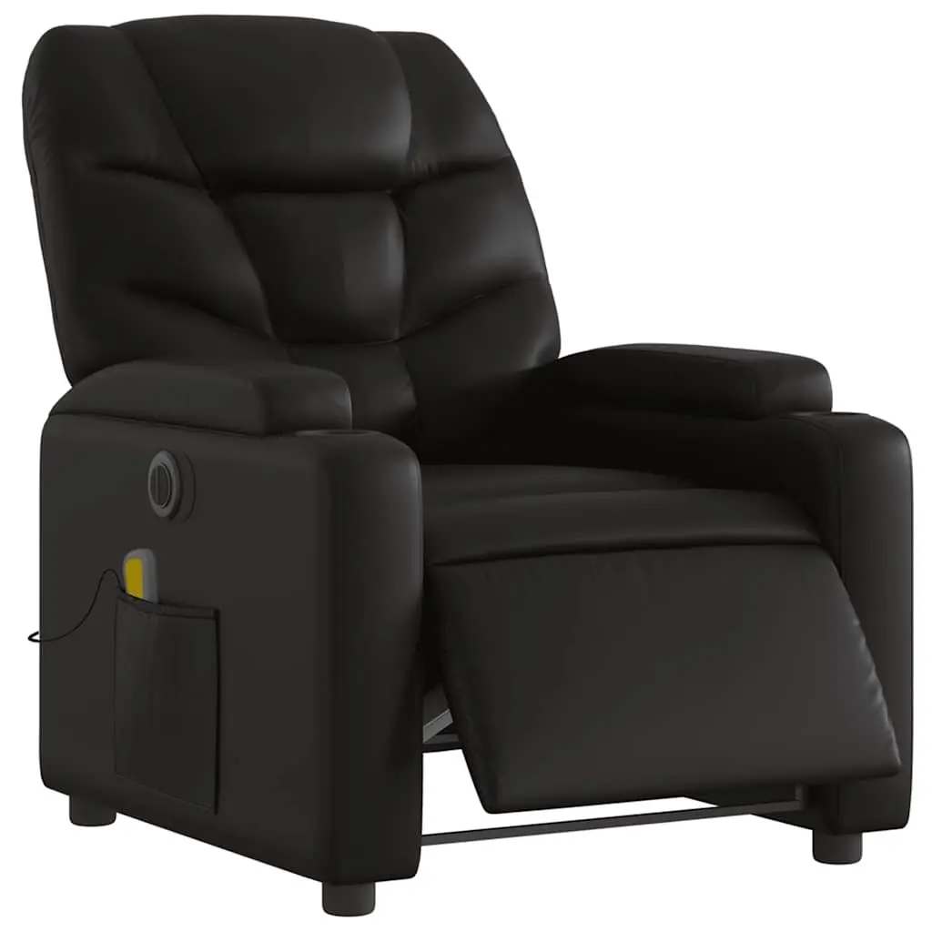 Electric Massage Recliner Chair Faux Leather Black 135 Degrees