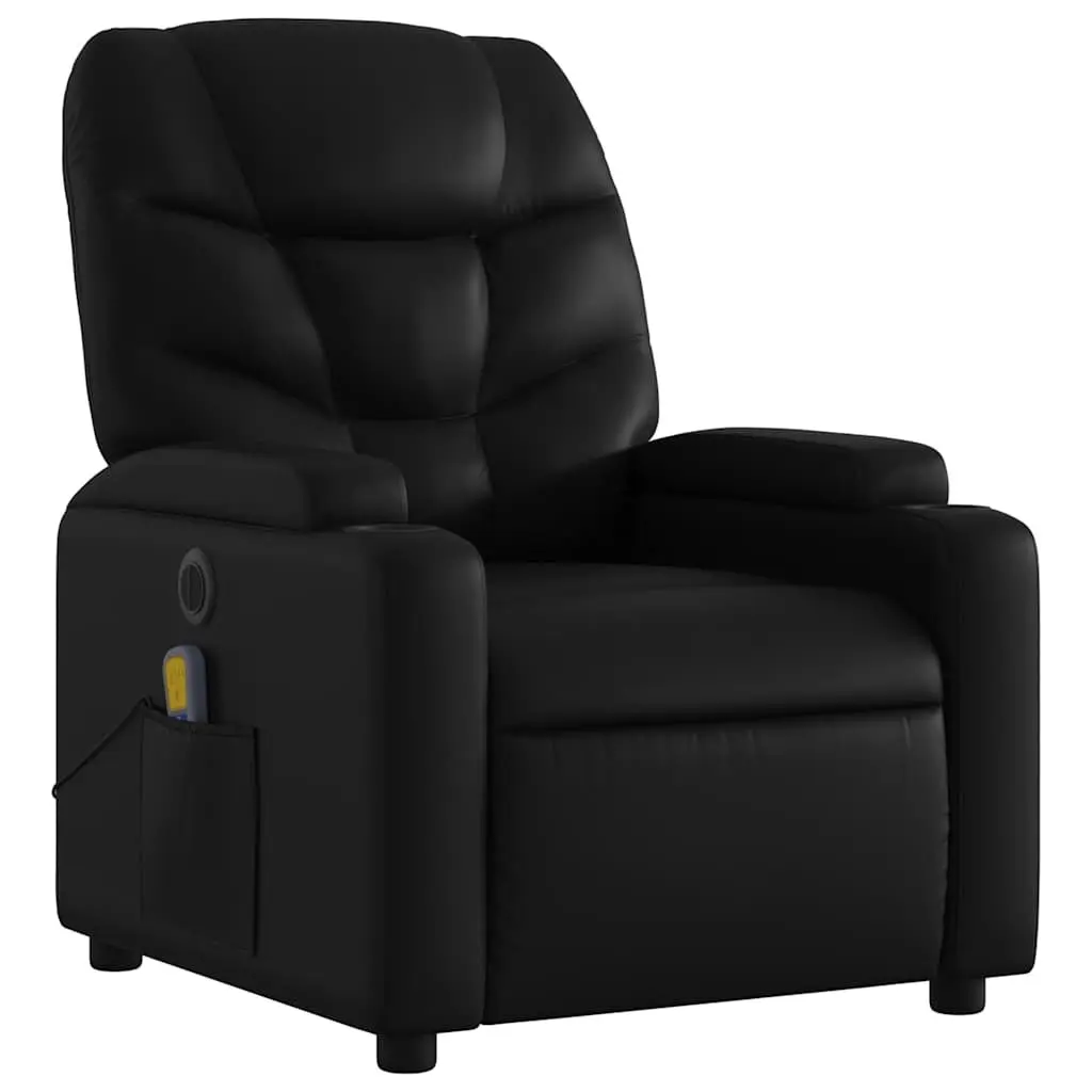 Electric Massage Recliner Chair Faux Leather Black 135 Degrees