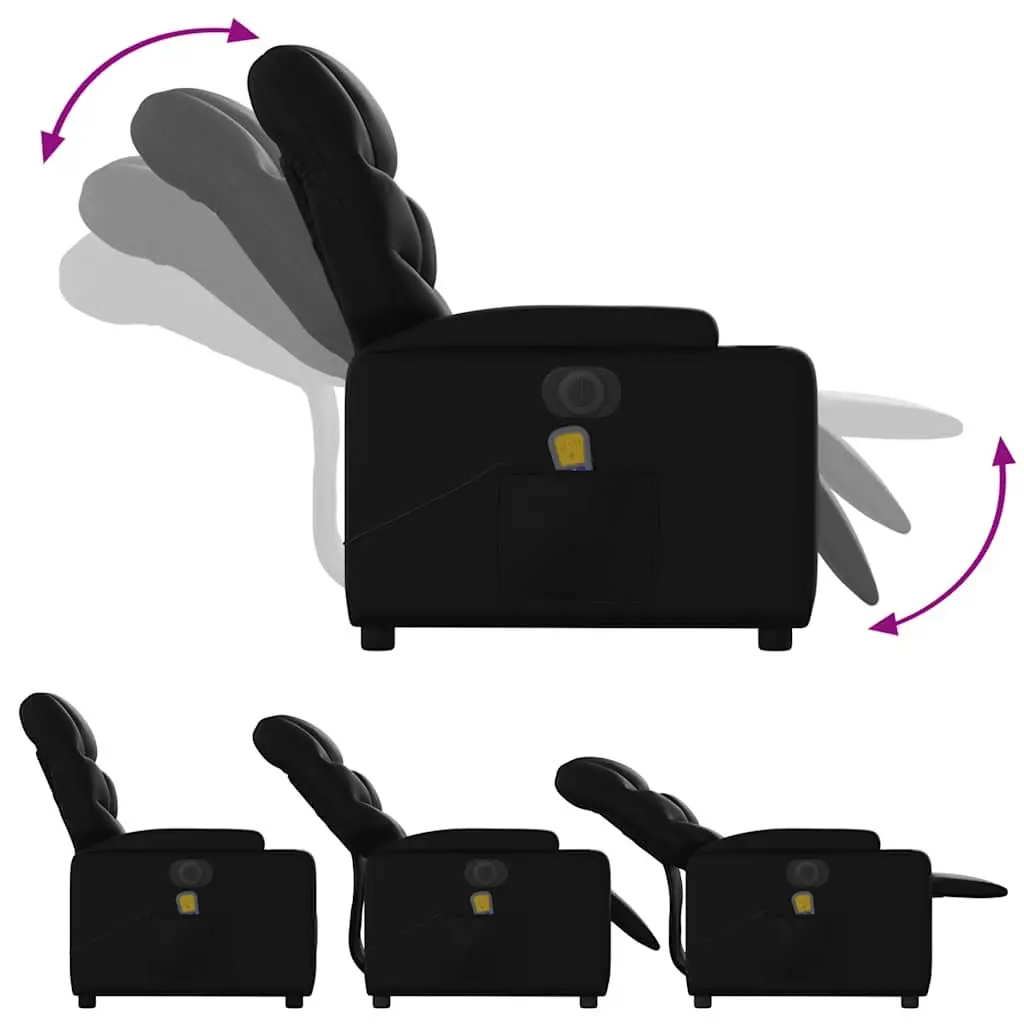 Electric Massage Recliner Chair Faux Leather Black 135 Degrees