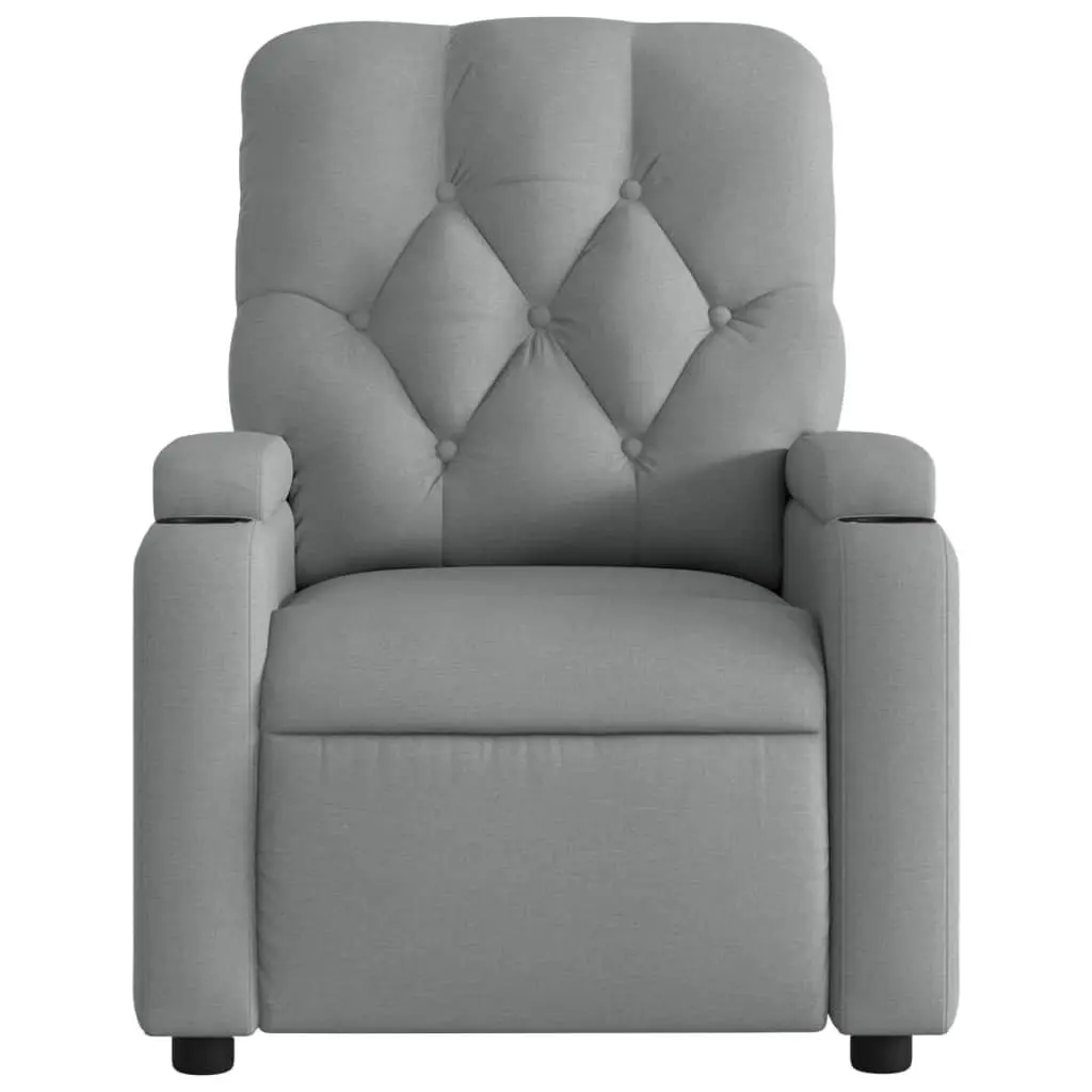 Massage Recliner Chair Grey Fabric Manual Recline 135 Degrees with Vibration Massage
