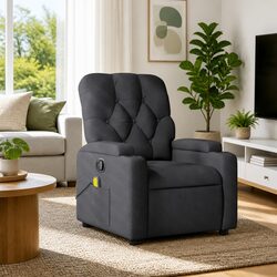 Grey Fabric Recliner with Vibration Massage for Ultimate Comfort