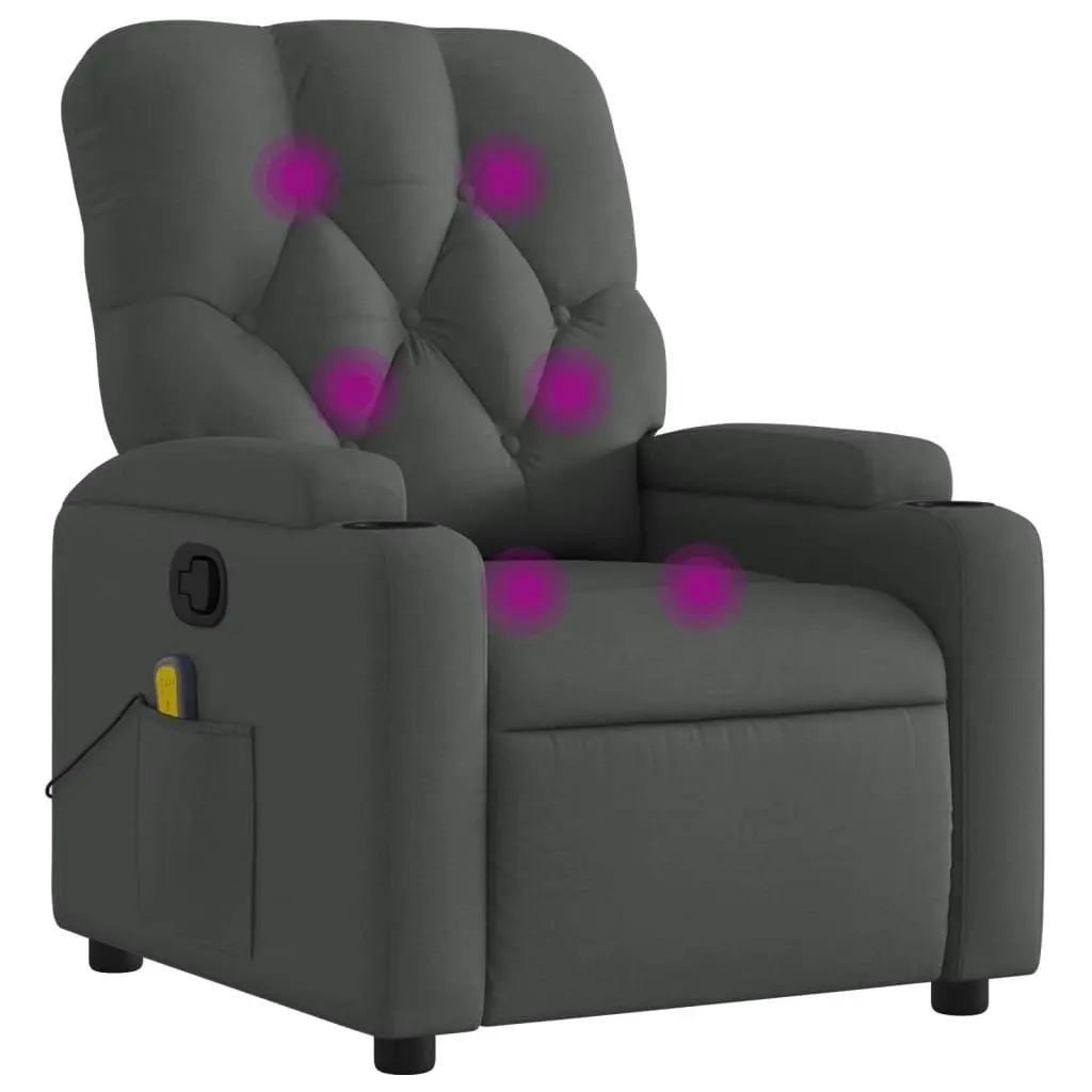 Massage Recliner Chair Grey Fabric Manual Reclining with Vibration 135 Degrees