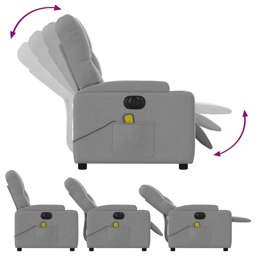 Electric Massage Recliner Chair Grey Fabric 135 Degrees