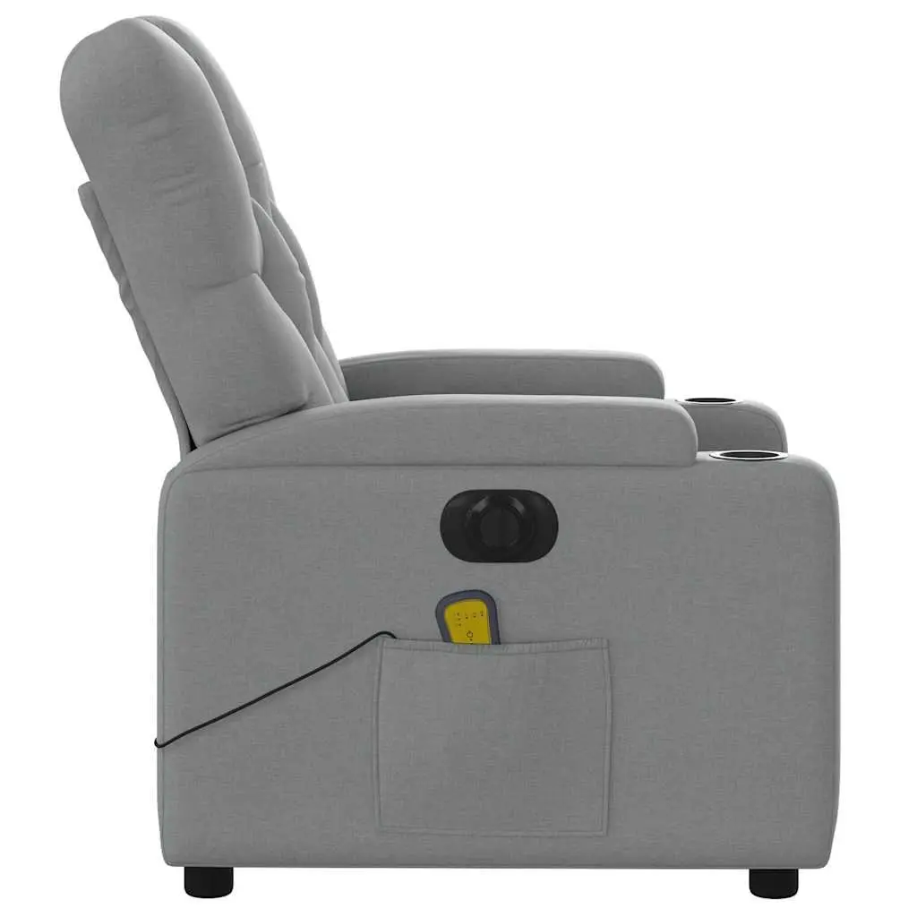 Electric Massage Recliner Chair Grey Fabric 135 Degrees