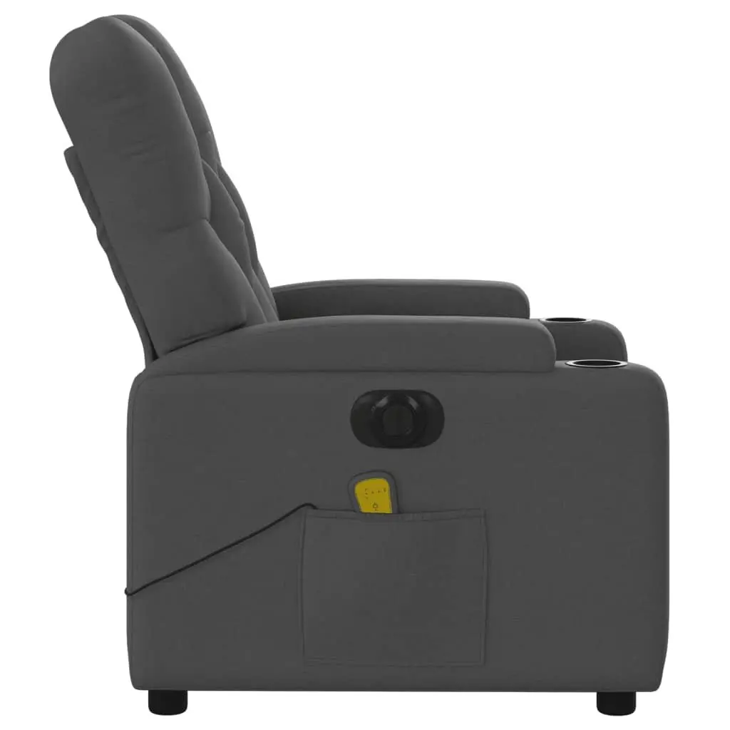 Electric Massage Recliner Chair Grey Fabric Armchair Recline Footrest Vibration