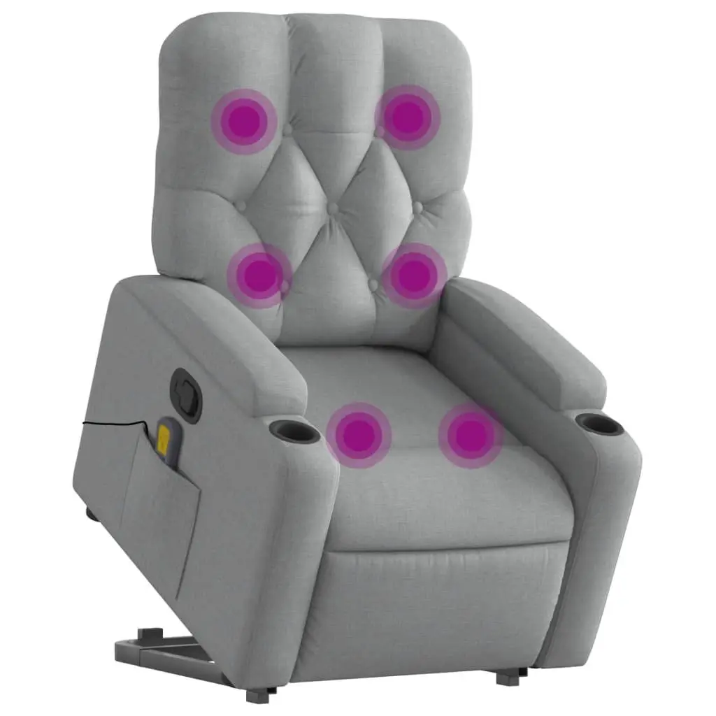 Electric Massage Recliner Chair Power Lift Grey Fabric 135 Degrees