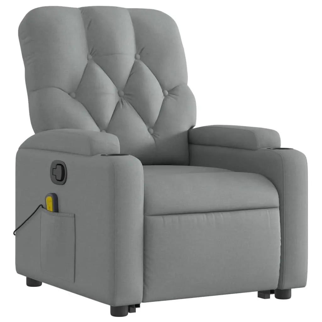 Electric Massage Recliner Chair Power Lift Grey Fabric 135 Degrees