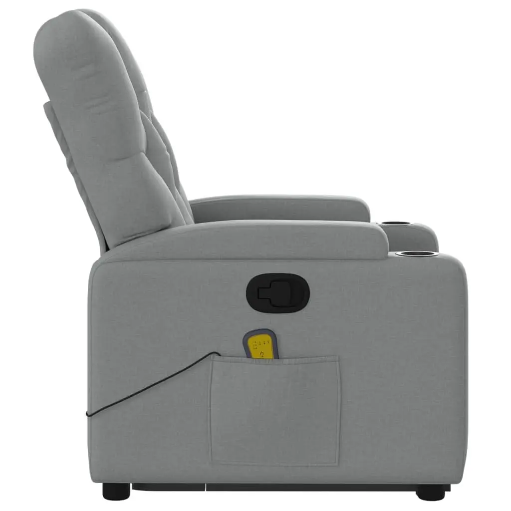 Electric Massage Recliner Chair Power Lift Grey Fabric 135 Degrees