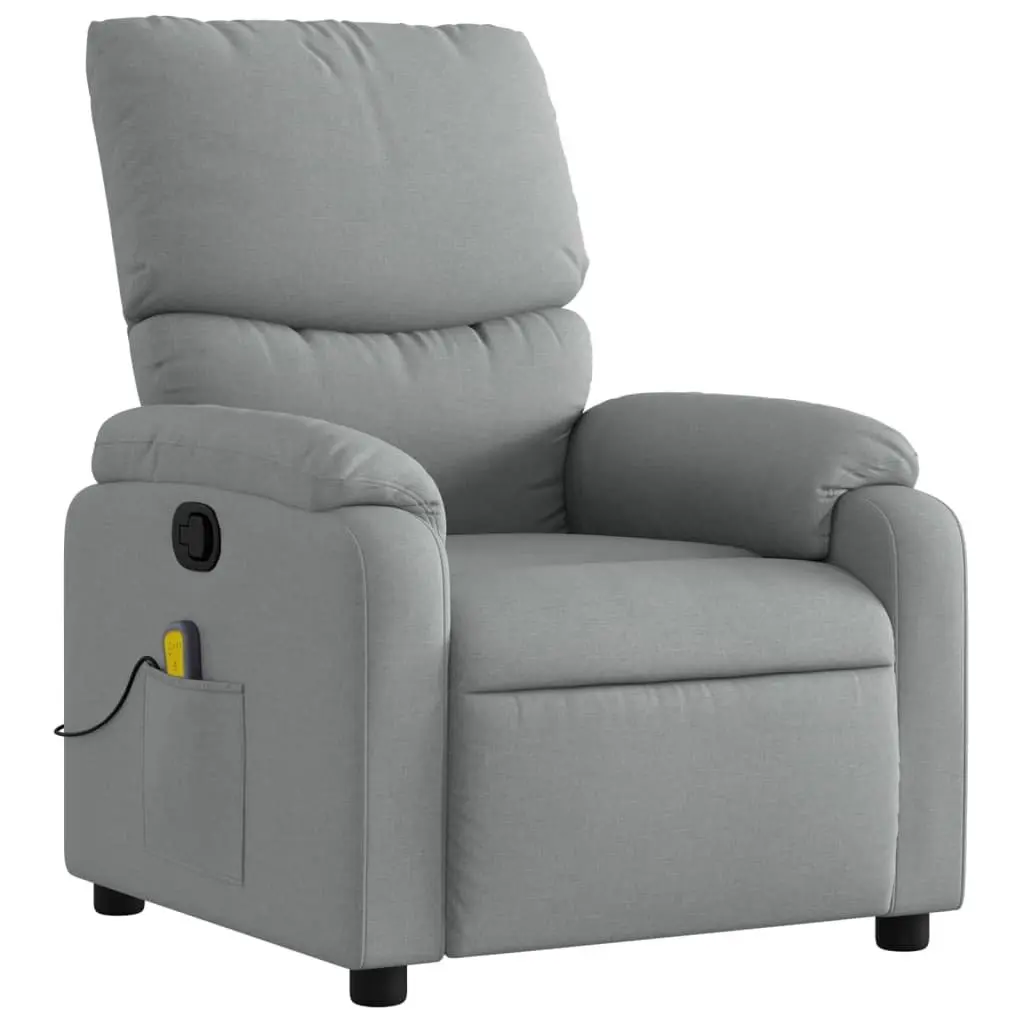 Massage Recliner Chair Grey Fabric Manual Recline Vibration 6 Points