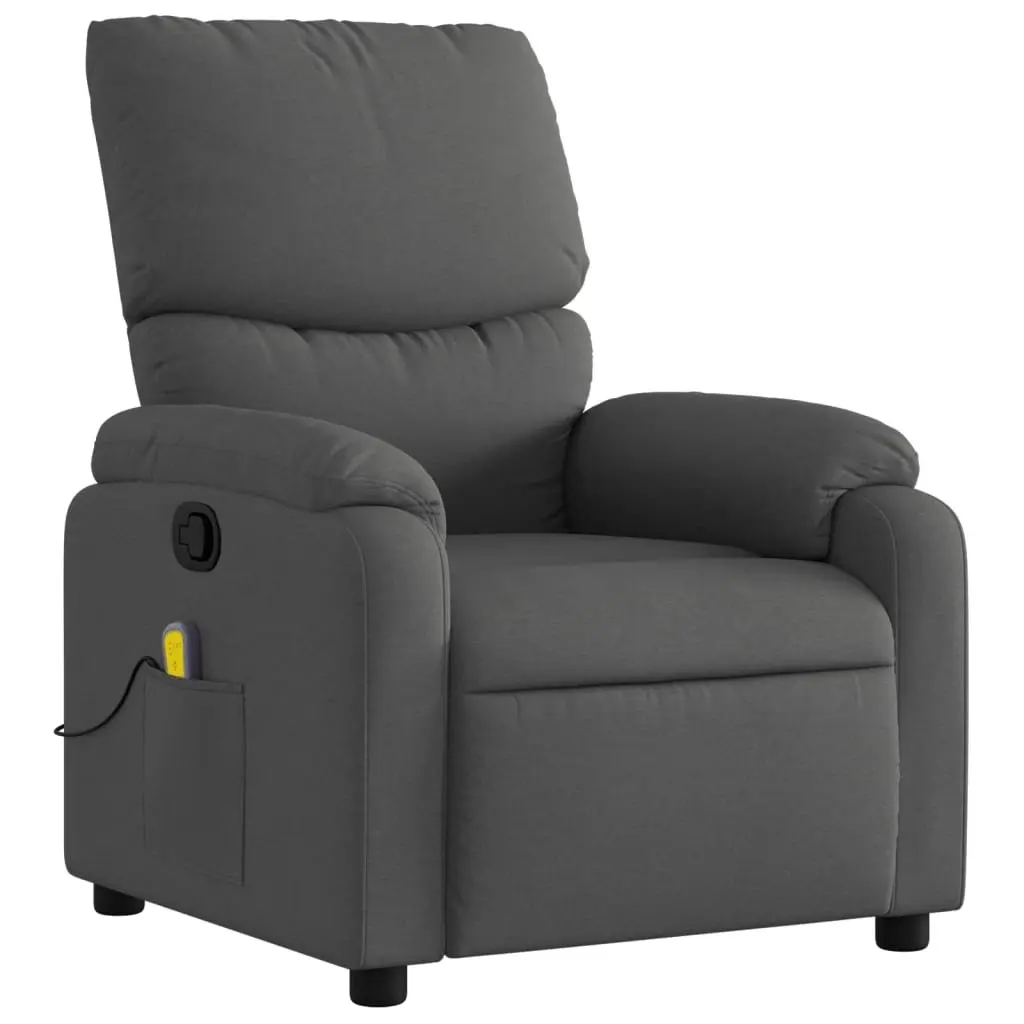 Massage Recliner Chair Manual Recline Grey Fabric 6 Vibration Points
