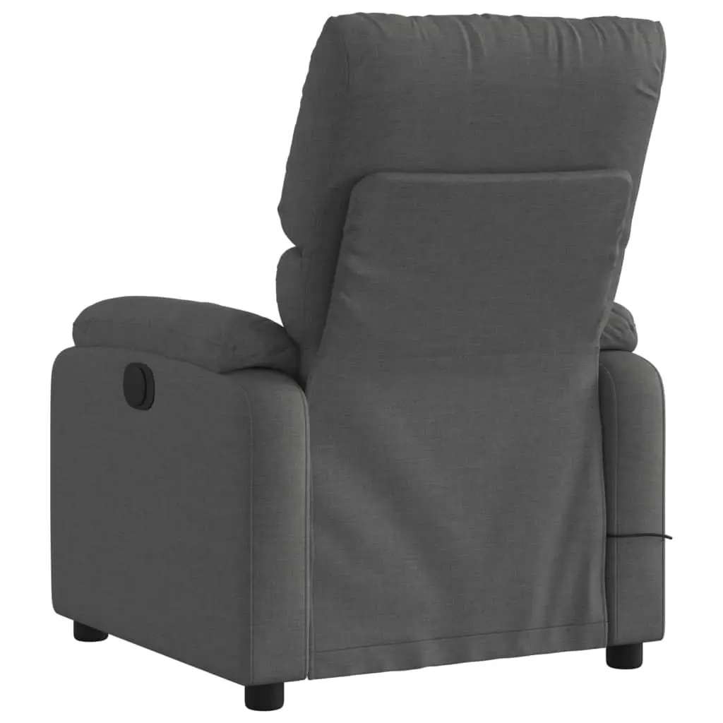 Massage Recliner Chair Manual Recline Grey Fabric 6 Vibration Points