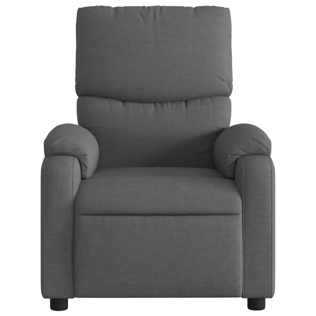 Massage Recliner Chair Manual Recline Grey Fabric 6 Vibration Points