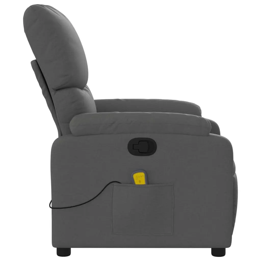 Massage Recliner Chair Manual Recline Grey Fabric 6 Vibration Points