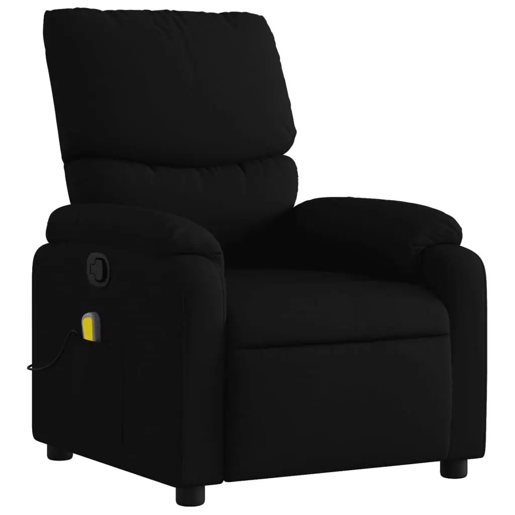 Massage Recliner Chair Manual Recline Black Fabric 6 Vibration Points
