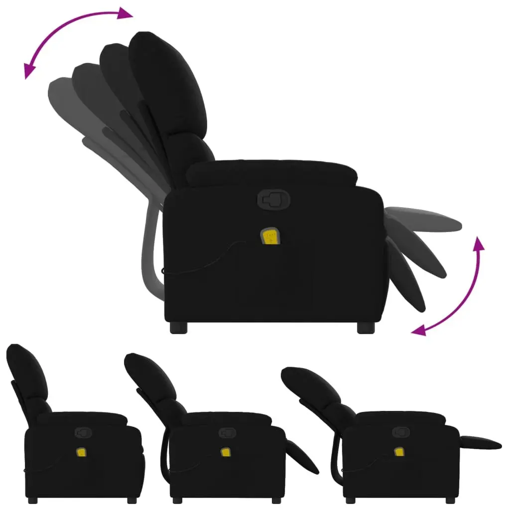 Massage Recliner Chair Manual Recline Black Fabric 6 Vibration Points