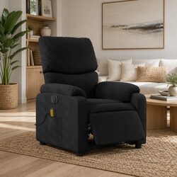 Electric Massage Recliner Chair Black Fabric Armchair Automatic Footrest