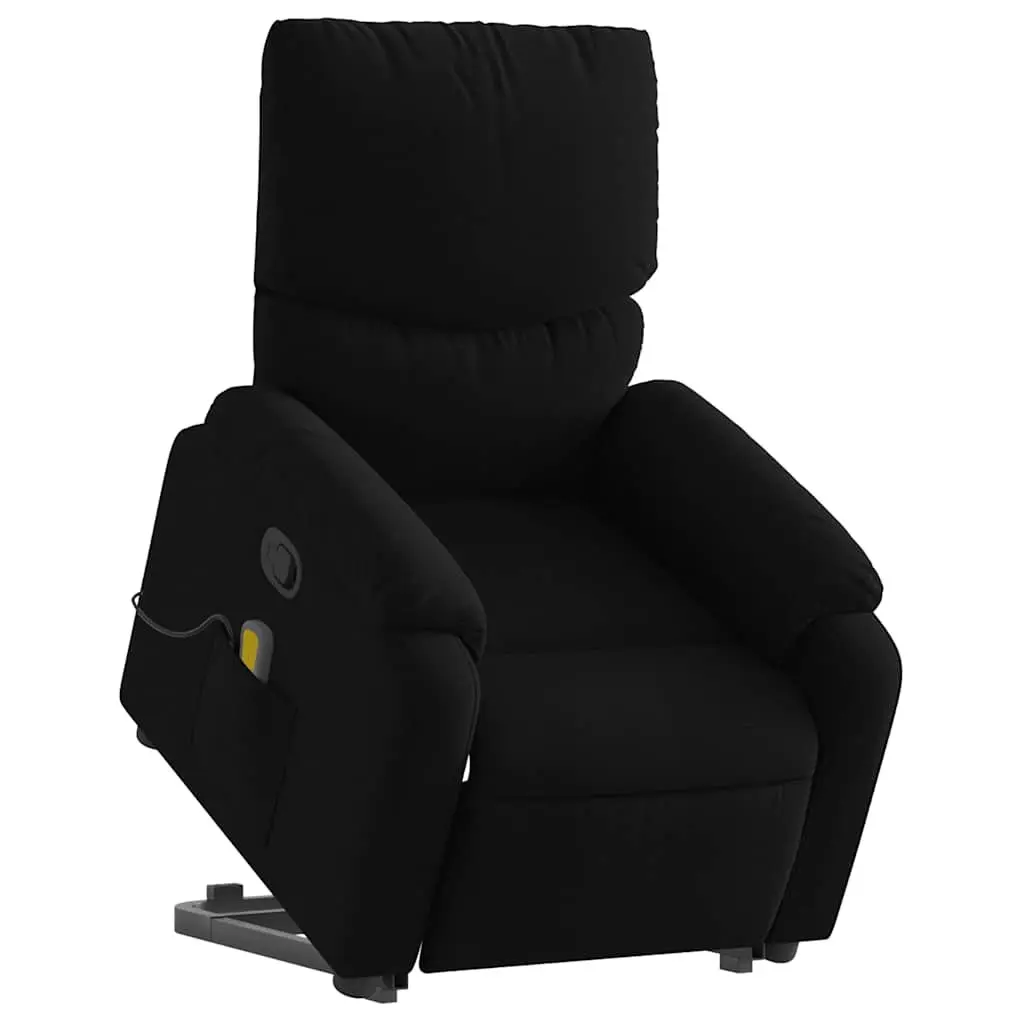 Electric Massage Chair Stand Up Recliner Black Fabric 6 Point Vibration Manual Reclining