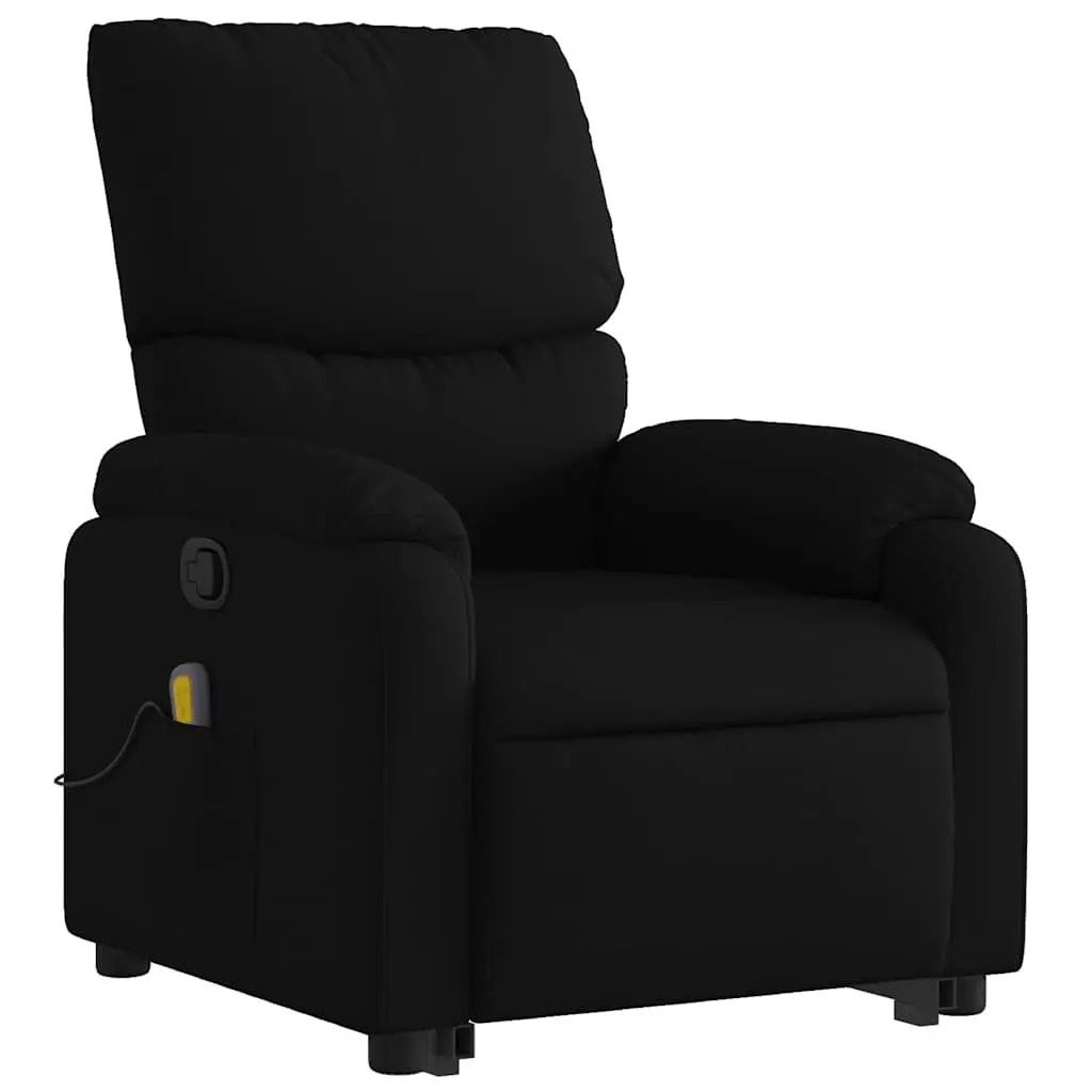 Electric Massage Chair Stand Up Recliner Black Fabric 6 Point Vibration Manual Reclining