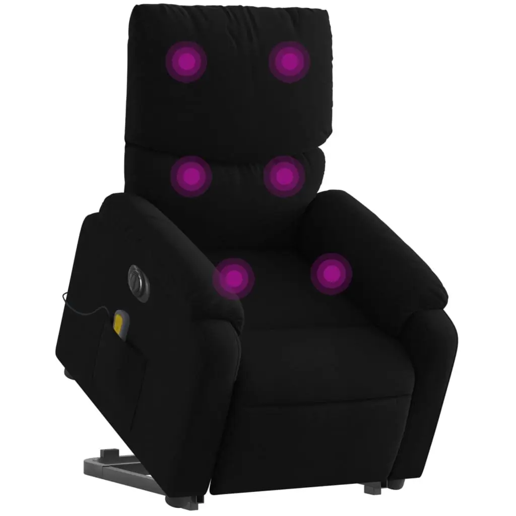 Electric Recliner Chair with Massage Function and Lift Support Black Fabric for Elderly