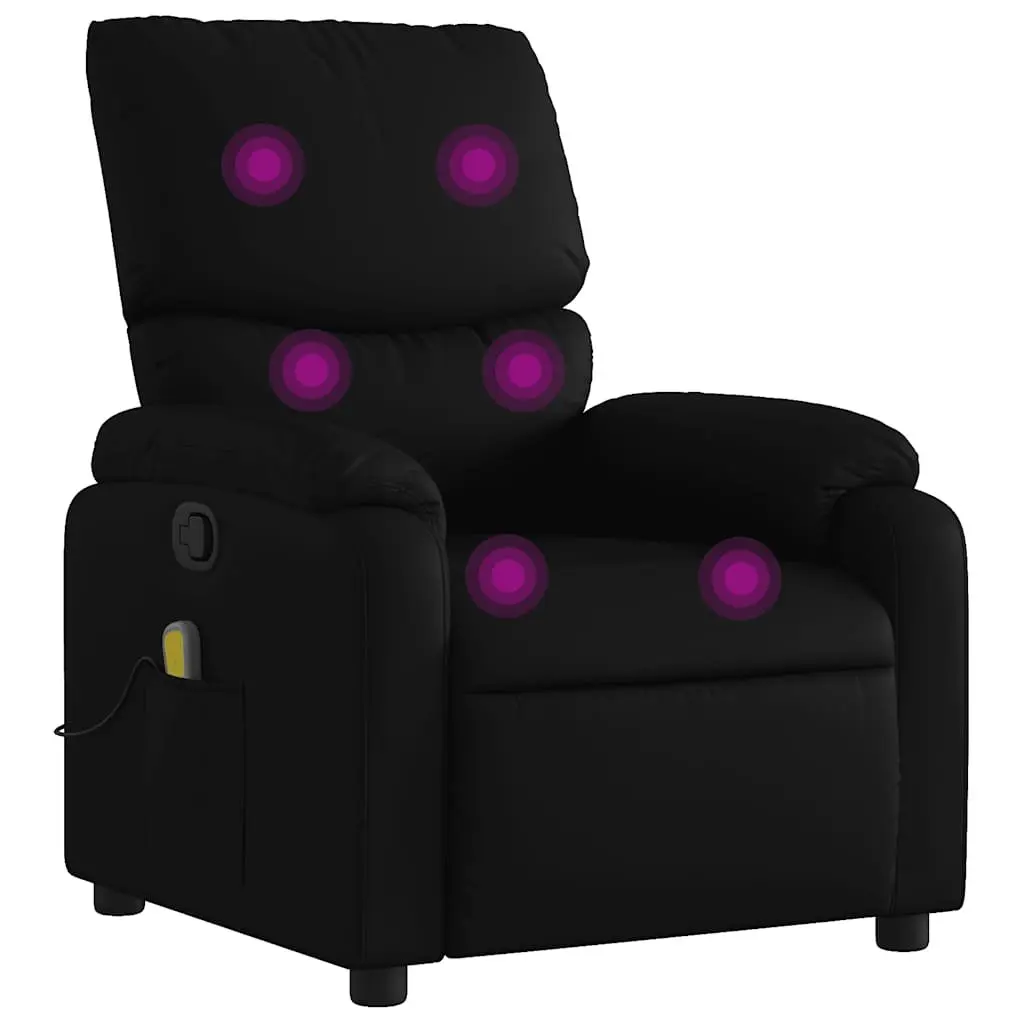 Massage Recliner Chair Black Faux Leather Manual Recline 6 Vibration Points