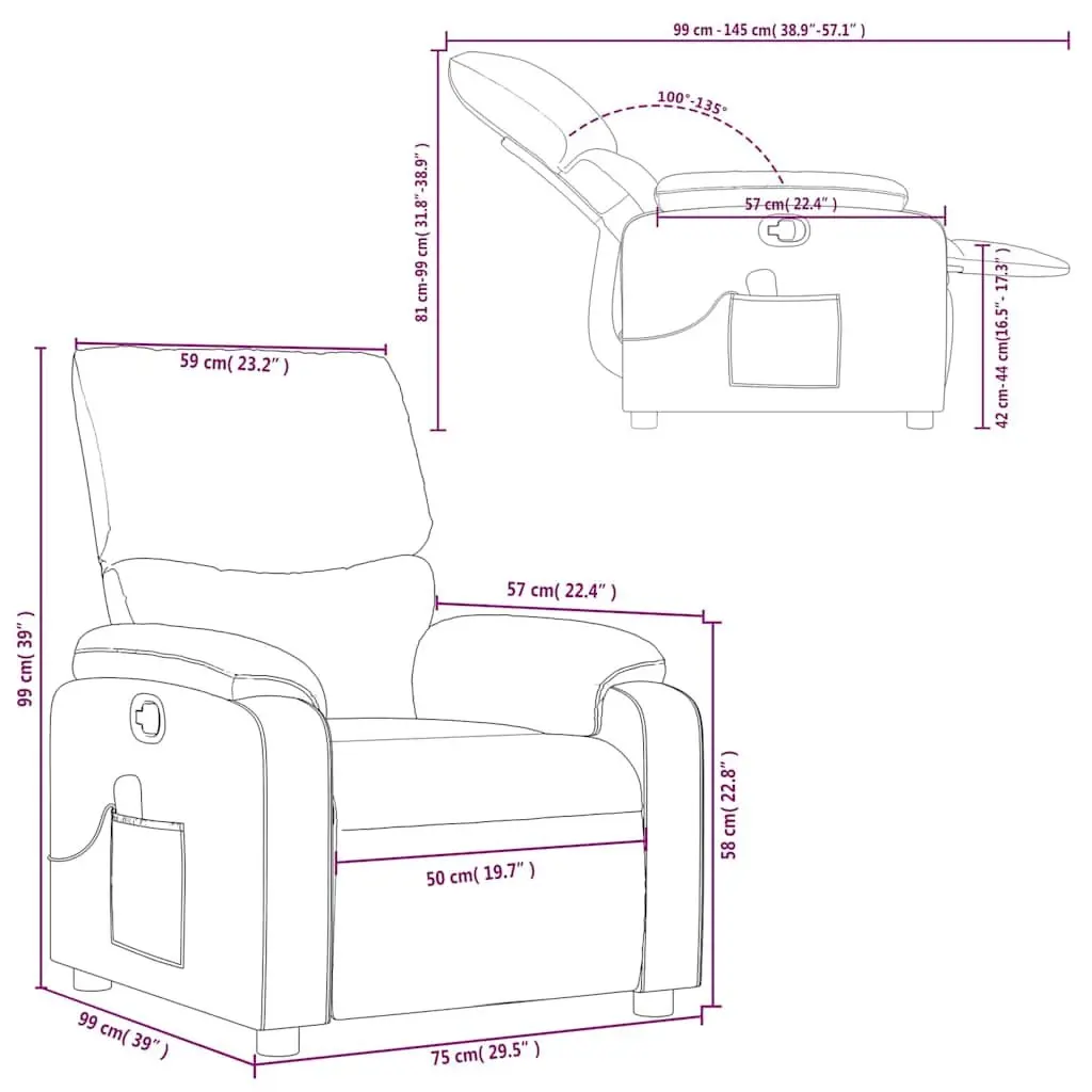 Massage Recliner Chair Black Faux Leather Manual Recline 6 Vibration Points
