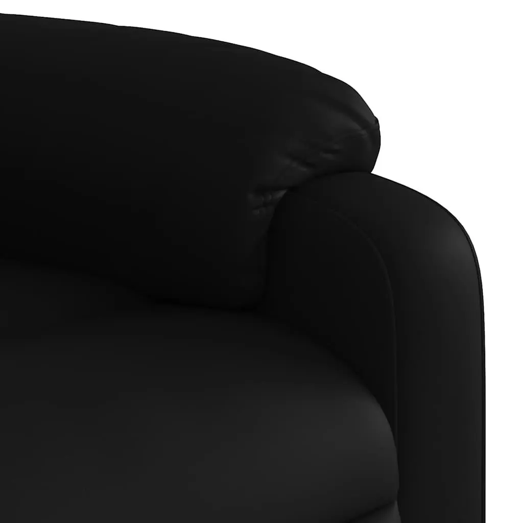 Massage Recliner Chair Black Faux Leather Manual Recline 6 Vibration Points