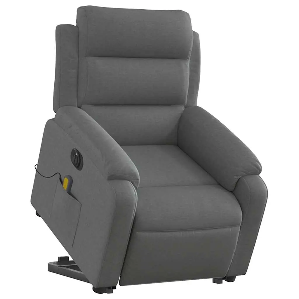 Electric Stand Up Massage Recliner Chair Grey Fabric Lift Recline Armchair
