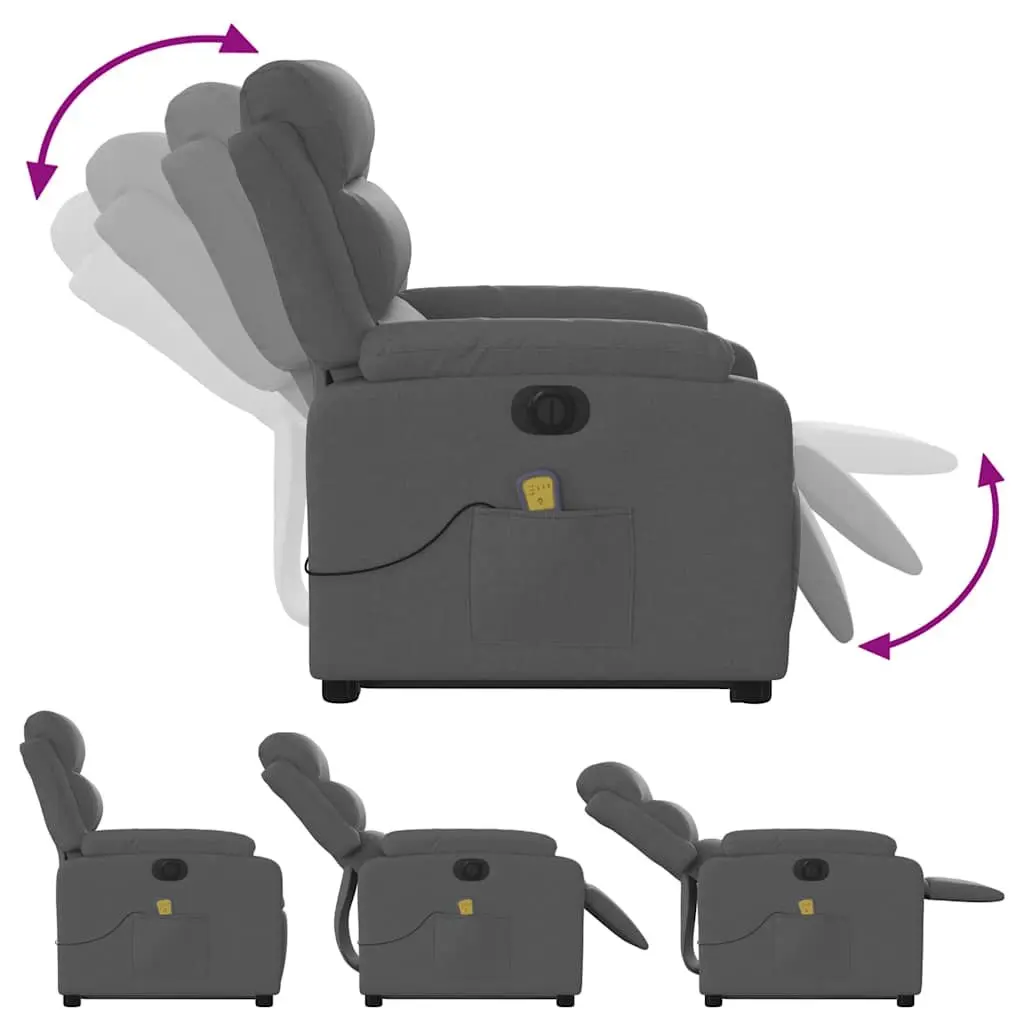 Electric Stand Up Massage Recliner Chair Grey Fabric Lift Recline Armchair