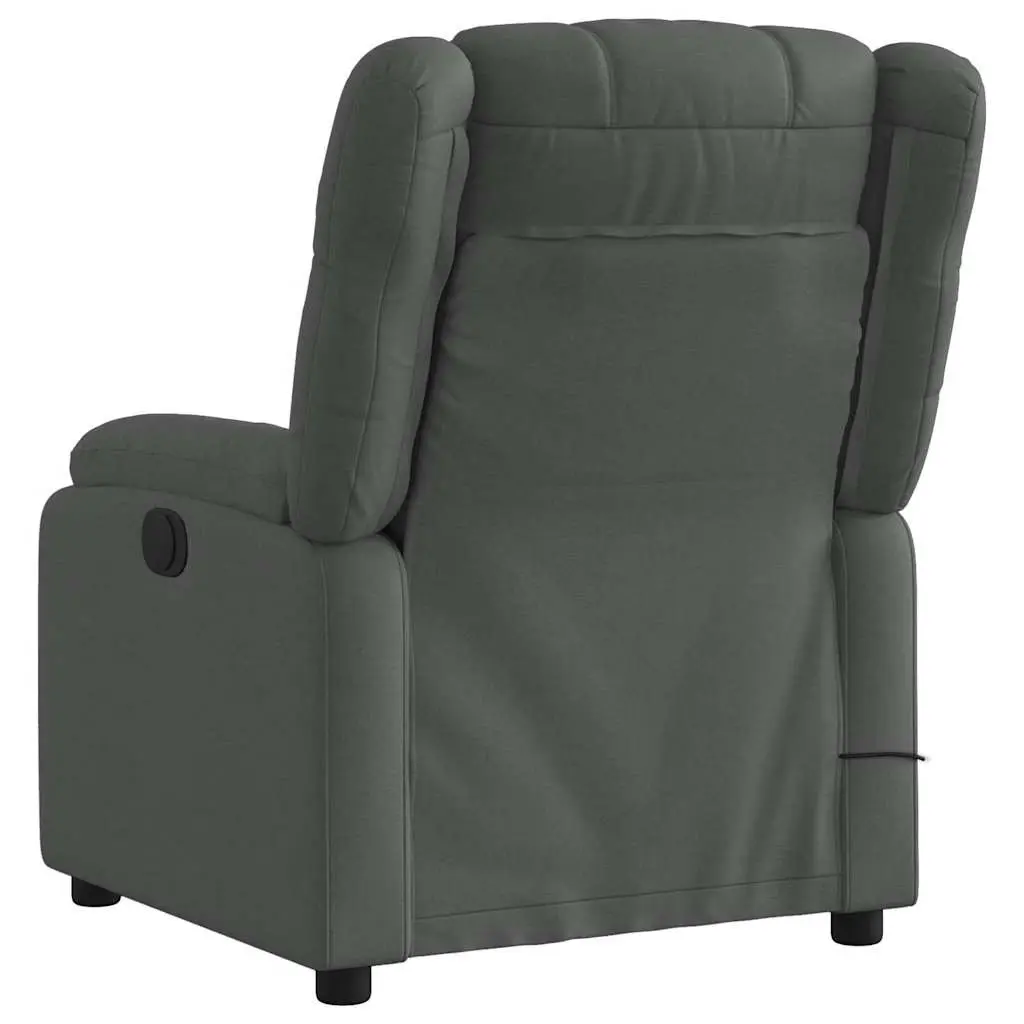 Massage Recliner Chair Manual Reclining Grey Fabric Adjustable Footrest Vibration Massage