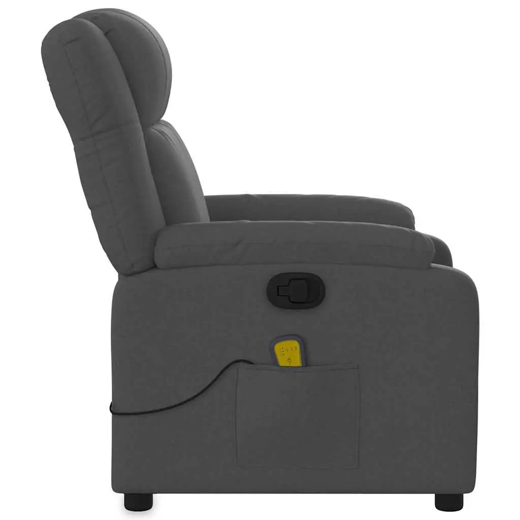 Massage Recliner Chair Manual Reclining Grey Fabric Adjustable Footrest Vibration Massage