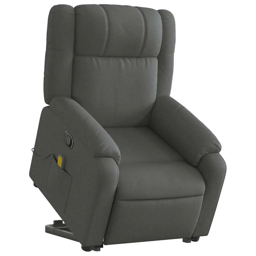 Massage Recliner Chair Stand Up Power Lift Electric Grey Fabric Armchair