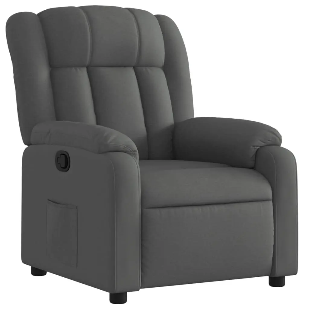 Recliner Armchair Manual Reclining Function Grey Fabric Padded Seat Backrest